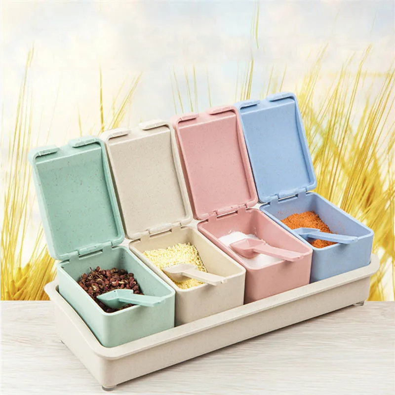 Portable Spices Storage Tools Seasoning Jar Set Wheat Straw Four Lattice Condiment Box Seasoning Boxes Kitchen Gadgets
Portable Spices Storage Tools Seasoning Jar Set Wheat Straw Four Lattice Condiment Box Seasoning Boxes Kitchen Gadgets