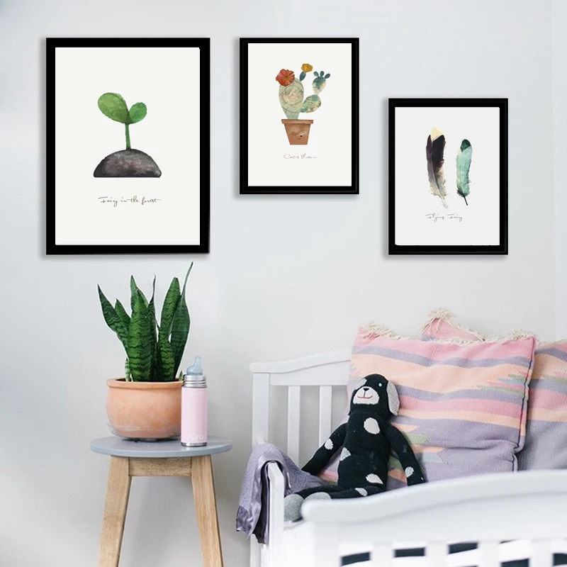 Nordic Watercolor Plants cute cactus Decorative Wall Painting feather Canvas Art Print Wall Pictures Home Decoration
Nordic Watercolor Plants cute cactus Decorative Wall Painting feather Canvas Art Print Wall Pictures Home Decoration