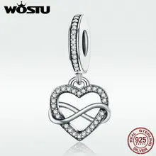 Wostuu nuevo diseño 925 Plata de Ley infinito amor colgante cuenta Ajuste Original WST encanto pulsera colgante joyería regalo DXC261(China)