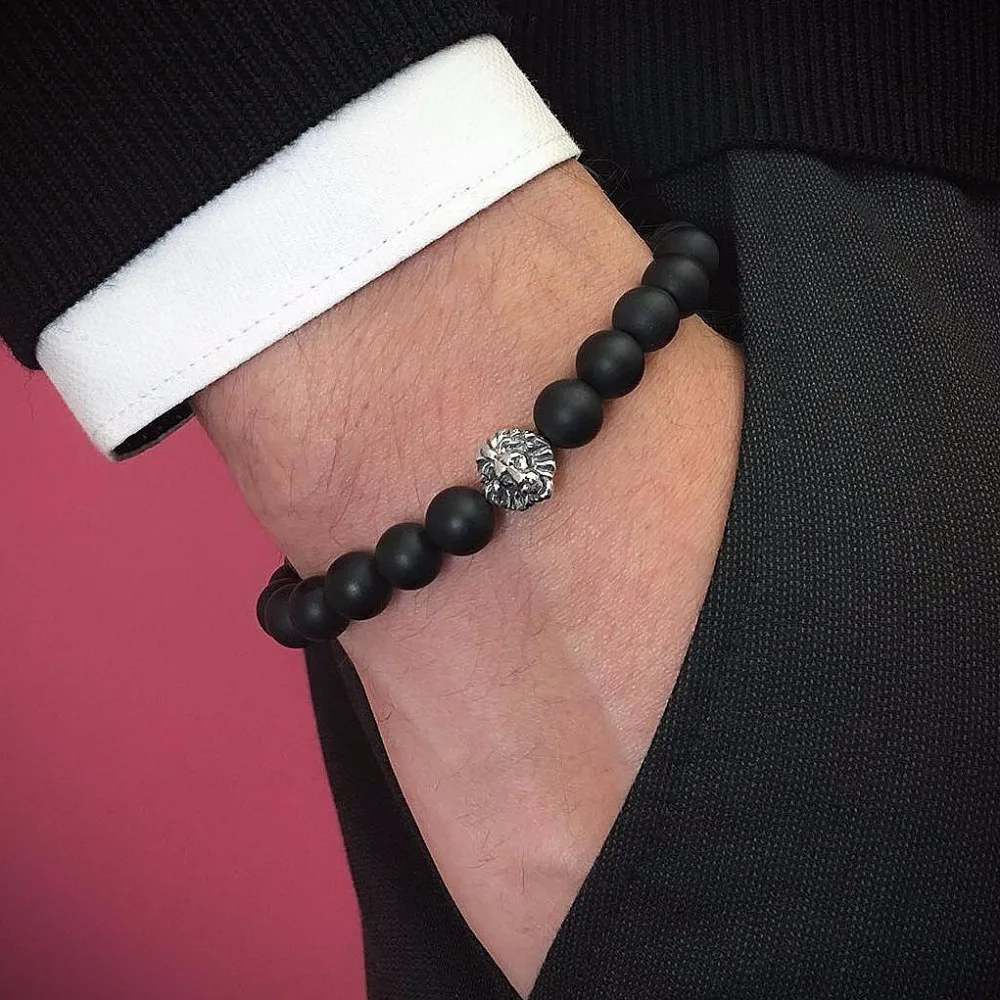 New Gold Color Animal Lion Head Bracelet With Natural Black Matte Onxy Stone Energy Men Beaded Leo Bracelets For Women
New Gold Color Animal Lion Head Bracelet With Natural Black Matte Onxy Stone Energy Men Beaded Leo Bracelets For Women