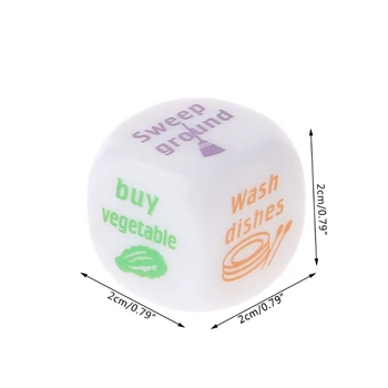 Fun Housework Dice 20mm Acrylic Family Dice For Allocation Wash Clothes Cooking Couple Game Accessories
Fun Housework Dice 20mm Acrylic Family Dice For Allocation Wash Clothes Cooking Couple Game Accessories