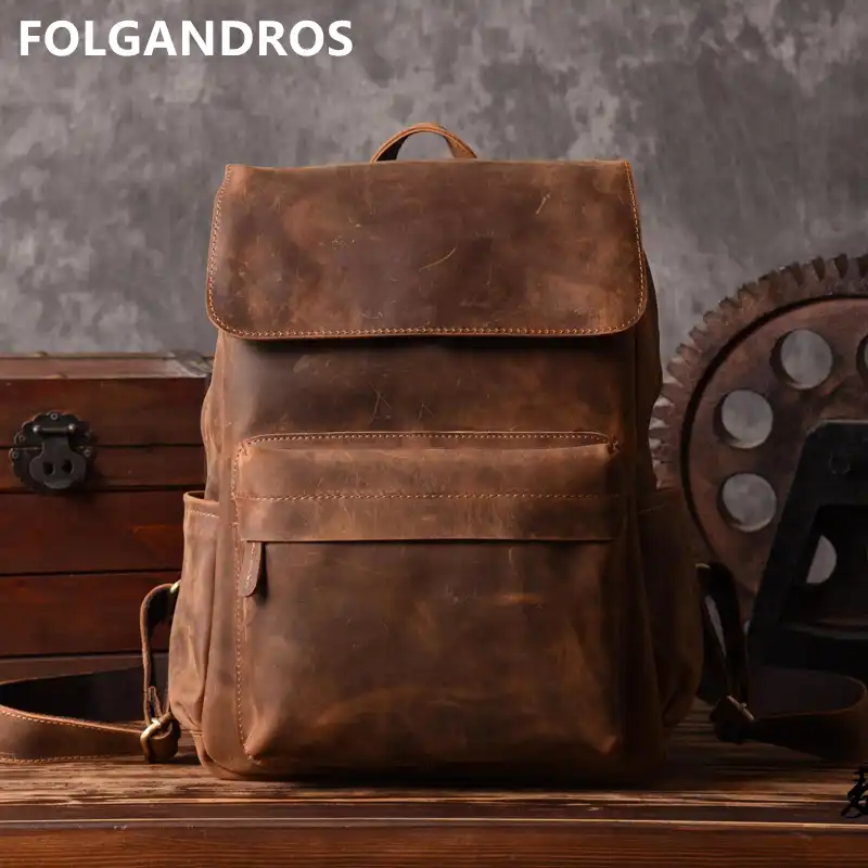 designer leather backpack mens