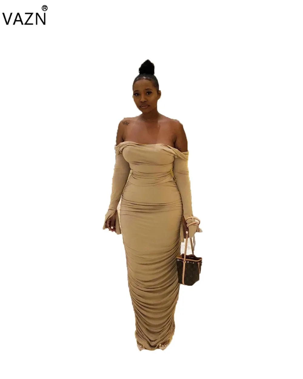 VAZN Autumn 2019 Top Personality Sexy Party Style Women Dress Solid Strapless Half Sleeve Sheath Maxi Dress Vestido MK1063
VAZN Autumn 2019 Top Personality Sexy Party Style Women Dress Solid Strapless Half Sleeve Sheath Maxi Dress Vestido MK1063