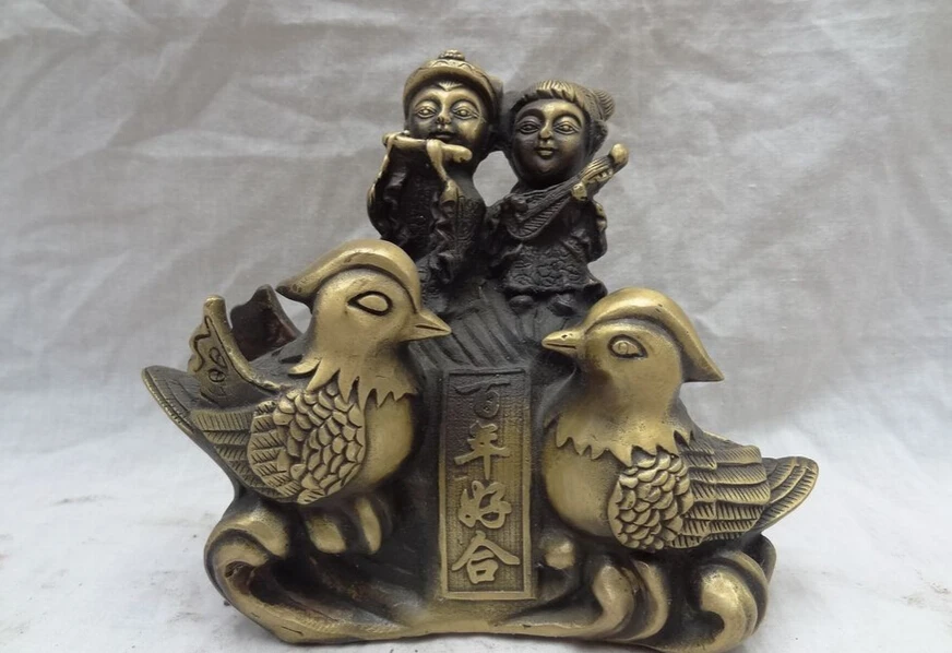 song voge gem S2775 8" Chinese Bronze Children Kid Sweetheart Love 2 Mandarin Duck Yuan Yang Statue
song voge gem S2775 8" Chinese Bronze Children Kid Sweetheart Love 2 Mandarin Duck Yuan Yang Statue