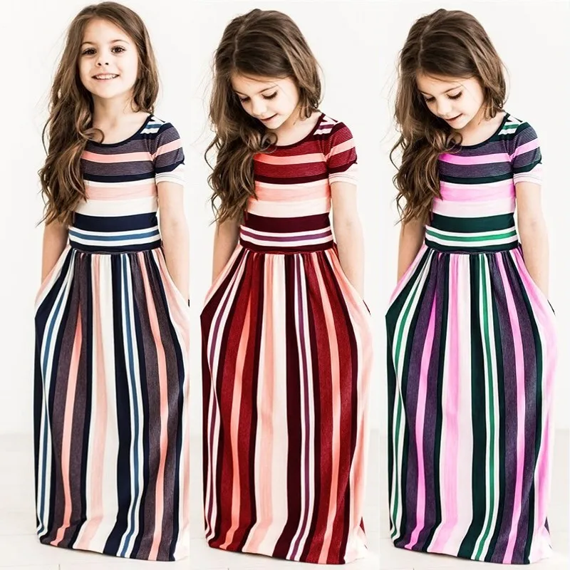5 Colors Summer Kids Girls Dress Striped Children Summer Short Sleeve Beach Boho Long Maxi Dress Sundress Girls Clothing
5 Colors Summer Kids Girls Dress Striped Children Summer Short Sleeve Beach Boho Long Maxi Dress Sundress Girls Clothing