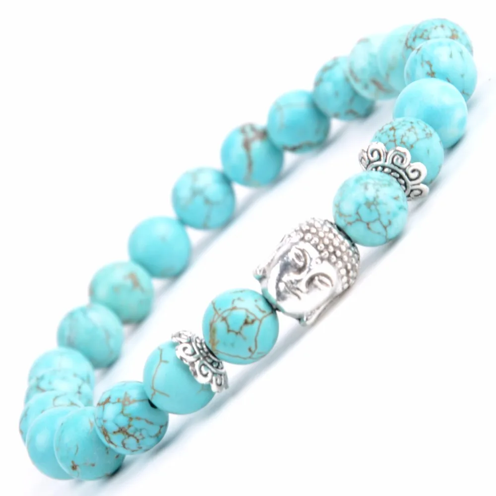 Fashion Natural Stone Blue Turquoises Beads Silvers plated Buddha Charm Mala Yoga Bracelets Bangles For Women Men Jewelry
Fashion Natural Stone Blue Turquoises Beads Silvers plated Buddha Charm Mala Yoga Bracelets Bangles For Women Men Jewelry