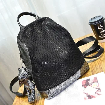 Fashion Shining Backpack Women Bear Pendent Bagpack Black Small Cute Back Pack Mochila Feminina Mini
Fashion Shining Backpack Women Bear Pendent Bagpack Black Small Cute Back Pack Mochila Feminina Mini