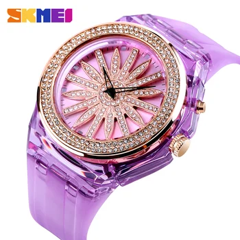 SKMEI Beatiful Quartz Watch Fashion Women Watches Creative Rotating Flower Dial LED Light Transparent Case Strap reloj muje 1536
SKMEI Beatiful Quartz Watch Fashion Women Watches Creative Rotating Flower Dial LED Light Transparent Case Strap reloj muje 1536