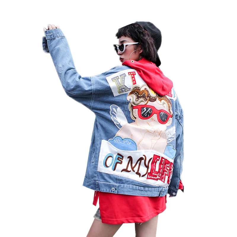 Women Spring Denim Jackets Turn Down Collar Long Sleeve Ladies Casual Overcoat Vintage Fashion Hole Print Loose Outerwear Z158
Women Spring Denim Jackets Turn Down Collar Long Sleeve Ladies Casual Overcoat Vintage Fashion Hole Print Loose Outerwear Z158