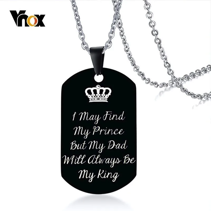 Vnox My King My Dad Necklaces with Personal DIY Engrave Stainless Steel Dog Tag Pendant Gifts for Him Family Love Jewelry
Vnox My King My Dad Necklaces with Personal DIY Engrave Stainless Steel Dog Tag Pendant Gifts for Him Family Love Jewelry