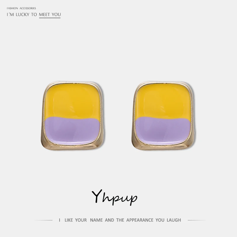 Yhpup New Trendy Minimalist Double Color Enamel Stud Earrings Square Geometric Tiny Temperament Jewelry for Ladies Party Holiday
Yhpup New Trendy Minimalist Double Color Enamel Stud Earrings Square Geometric Tiny Temperament Jewelry for Ladies Party Holiday