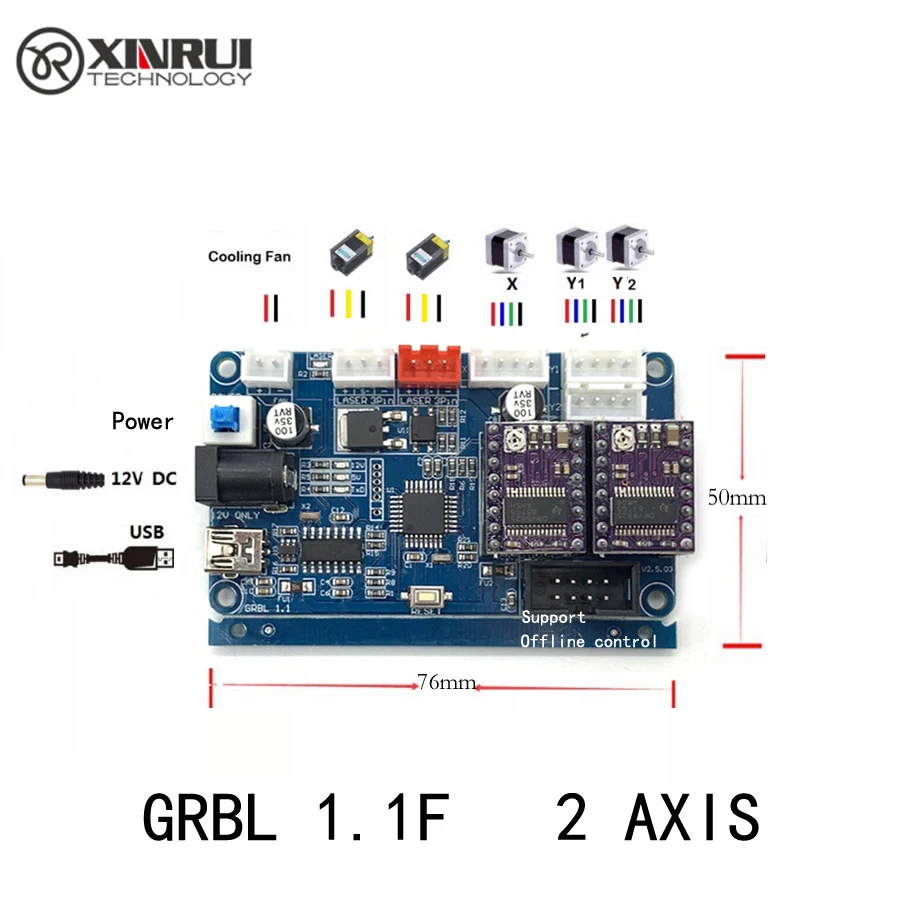 GRBL 2 axis control board DIY laser engraving machine Engraving accessories support offline control
GRBL 2 axis control board DIY laser engraving machine Engraving accessories support offline control
