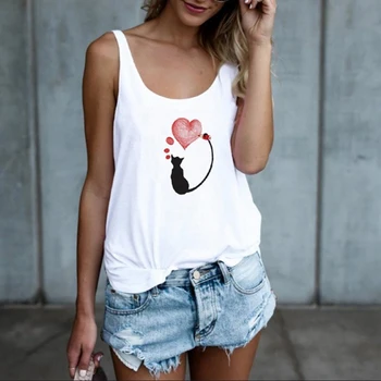 GAOKE Fashion Sexy Summer Women's T-Shirts Cartoon Cat Print Casual Vest Top Sleeveless O Neck Shirts Female Tees Femme Feminina
GAOKE Fashion Sexy Summer Women's T-Shirts Cartoon Cat Print Casual Vest Top Sleeveless O Neck Shirts Female Tees Femme Feminina