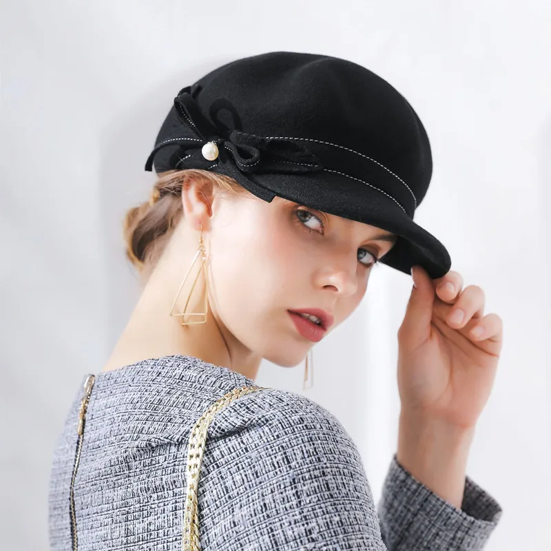 Girls Autumn Leisure Hats Female New Pumpkin Duck Cap Lady Woolen Warm Flat Pearl Hats Wool Bow Leisure Hats Adjust B-8896
Girls Autumn Leisure Hats Female New Pumpkin Duck Cap Lady Woolen Warm Flat Pearl Hats Wool Bow Leisure Hats Adjust B-8896