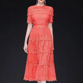 Luxury Brand Runway Designer Dress 2020 Spring Summer Lace Hollow Out High Quality A-Line Elegant Party Midi Dress Red White
Luxury Brand Runway Designer Dress 2020 Spring Summer Lace Hollow Out High Quality A-Line Elegant Party Midi Dress Red White