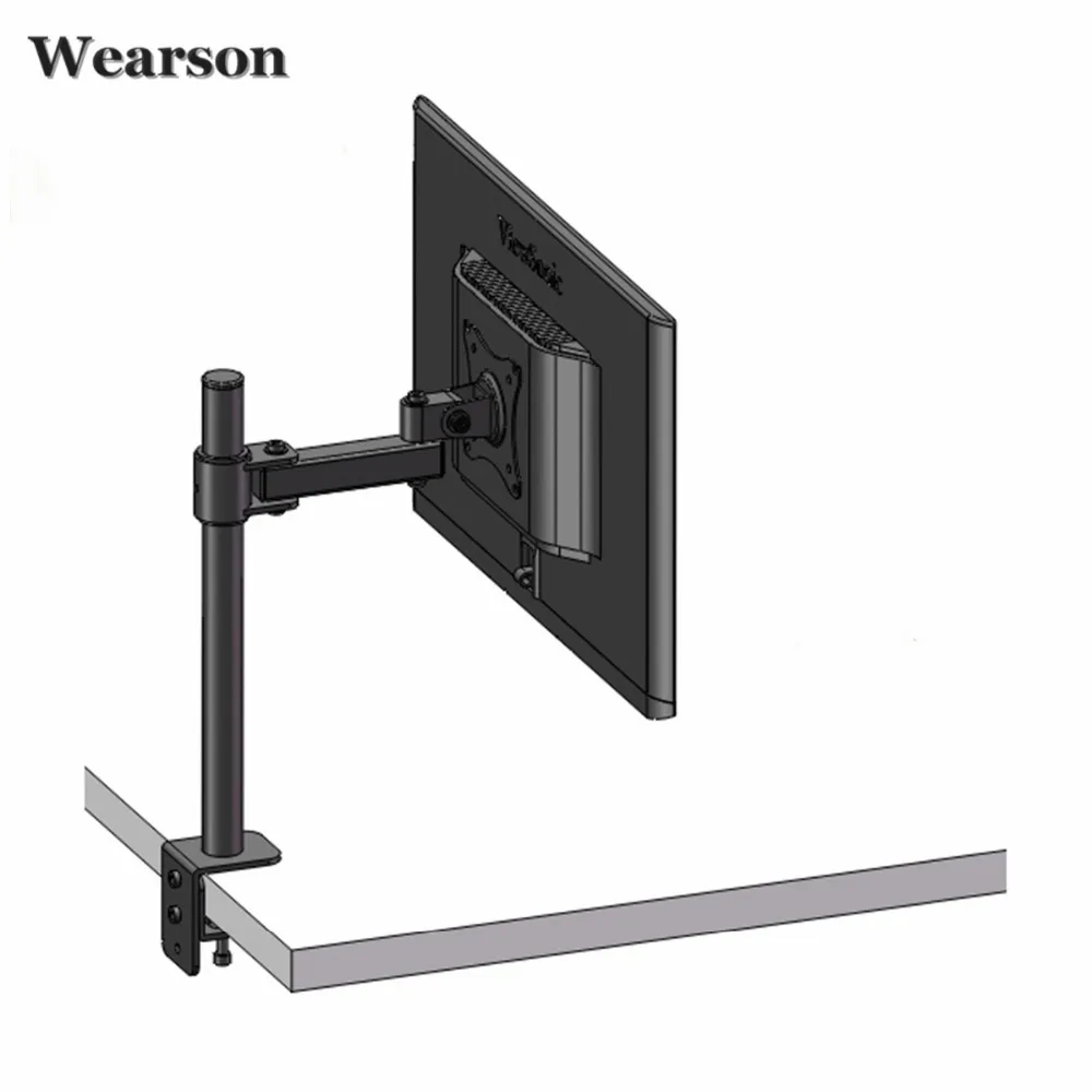 Wearson Single LCD Monitor Desk Mount Stand Height Adjustable Tilt 360 Swivel Thickened Steel VESA 75x75,100x100mm Fits 22,23,24,27,30,32 inch Monitor (3)