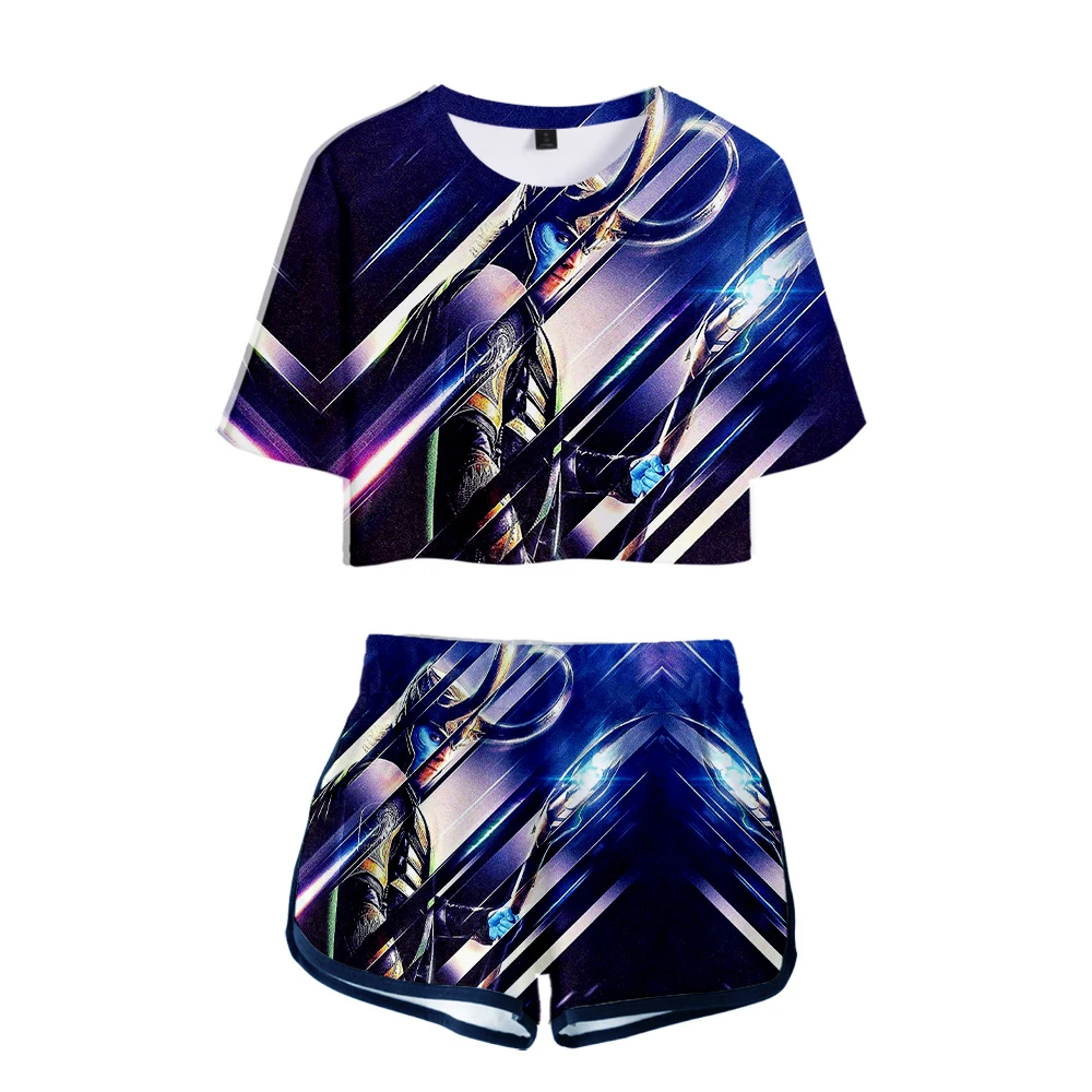 LOKI 3D College style kawaii 2019 Navel Sexy fashion Women's Navel T-shirt + shorts suit cotton short-sleeved
LOKI 3D College style kawaii 2019 Navel Sexy fashion Women's Navel T-shirt + shorts suit cotton short-sleeved