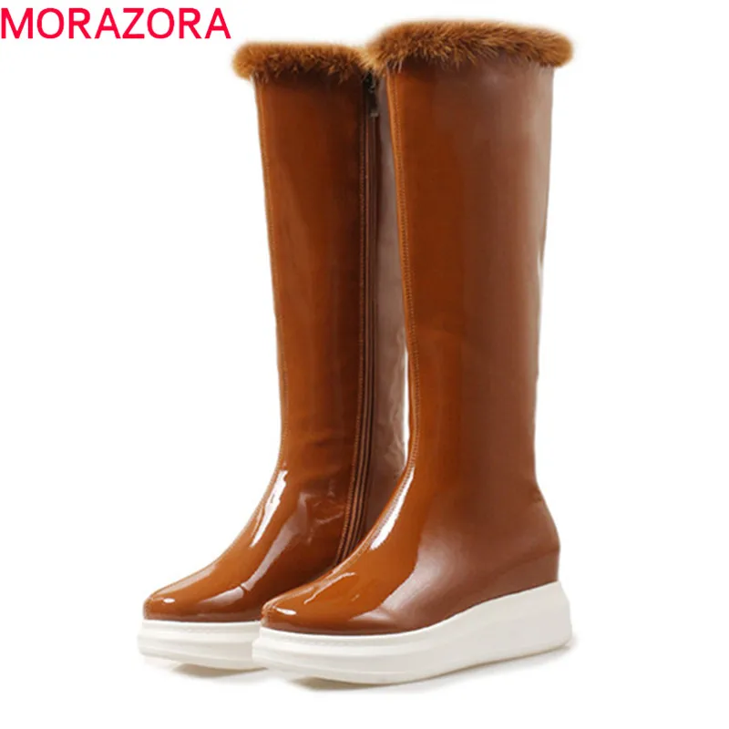 MORAZORA 2019 top quality patent leather women boots round toe winter flat shoes simple platform boots waterproof snow boots
MORAZORA 2019 top quality patent leather women boots round toe winter flat shoes simple platform boots waterproof snow boots