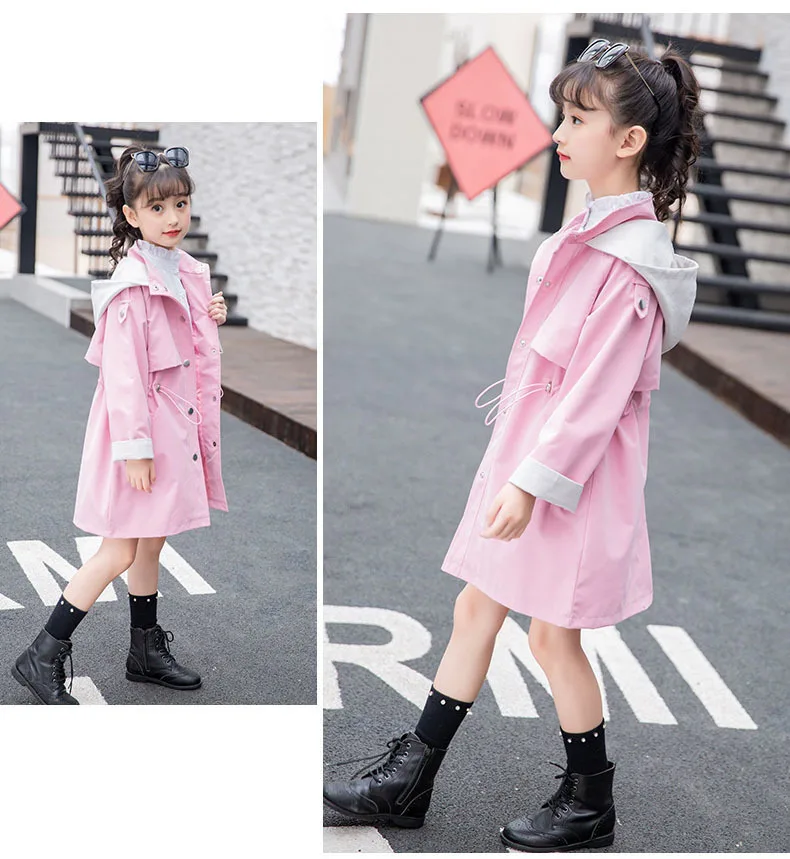 Girls Hooded Patchwork Long Jackets For Kids Pink Orange Cotton 2019 Autumn Trench Coat Clothing Children Outerwear Tops Clothes (9).jpg