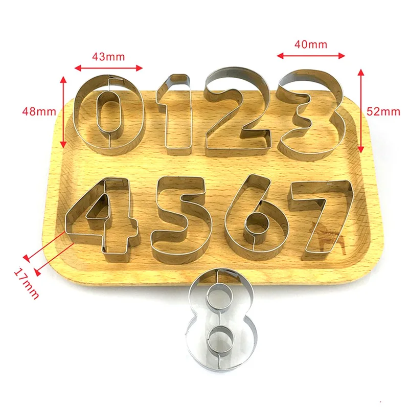 9pcs/set Reusable Stainless Steel Pastry Cookie Fondant Cutter Kitchen Baking Accessories Creative Number Shape Cookie Cutter
9pcs/set Reusable Stainless Steel Pastry Cookie Fondant Cutter Kitchen Baking Accessories Creative Number Shape Cookie Cutter