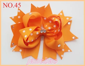 

free shipping 60pcs 4'' stacked Boutique hair bows rhinestone Boutique Funky Hair Bow twist hair accessories
