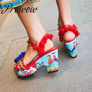 Prowow New Genuine Leather Glitter Printed Floral Summer Sandas Open Toe Platform HIgh Heel Sandals Shoes Women
Prowow New Genuine Leather Glitter Printed Floral Summer Sandas Open Toe Platform HIgh Heel Sandals Shoes Women