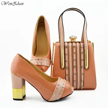 Peach Shoes and bag maching set in summer High heel with women handbag matches African Shoes and bag set 38-42 WENZHAN B95-22
Peach Shoes and bag maching set in summer High heel with women handbag matches African Shoes and bag set 38-42 WENZHAN B95-22