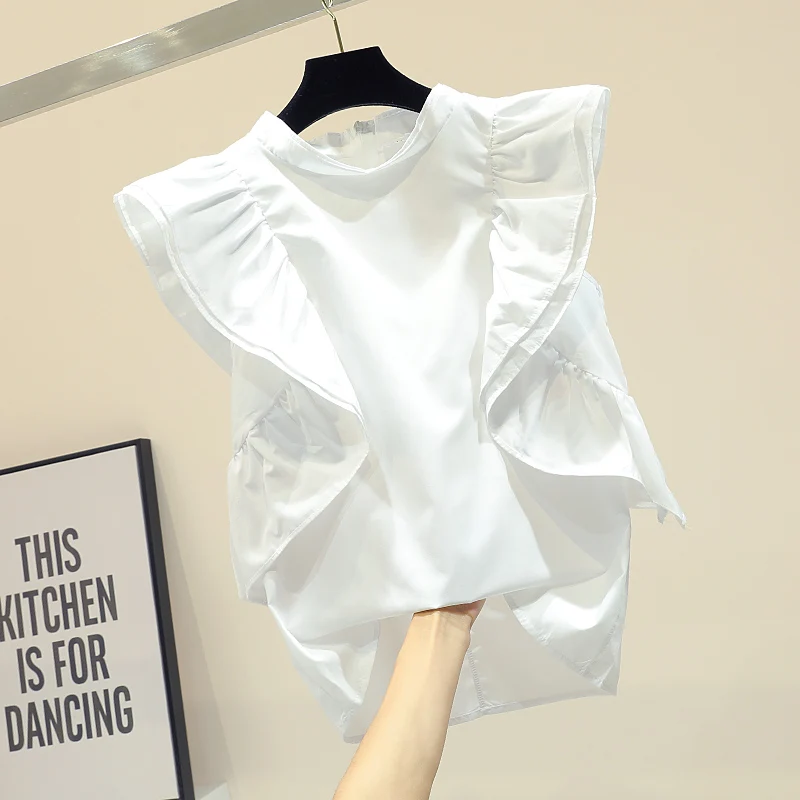 MUMUZI 2019 spring new white shirt female Korean lady sleeveless ruffled shirt all match blouses female OL Work Wear tops
MUMUZI 2019 spring new white shirt female Korean lady sleeveless ruffled shirt all match blouses female OL Work Wear tops