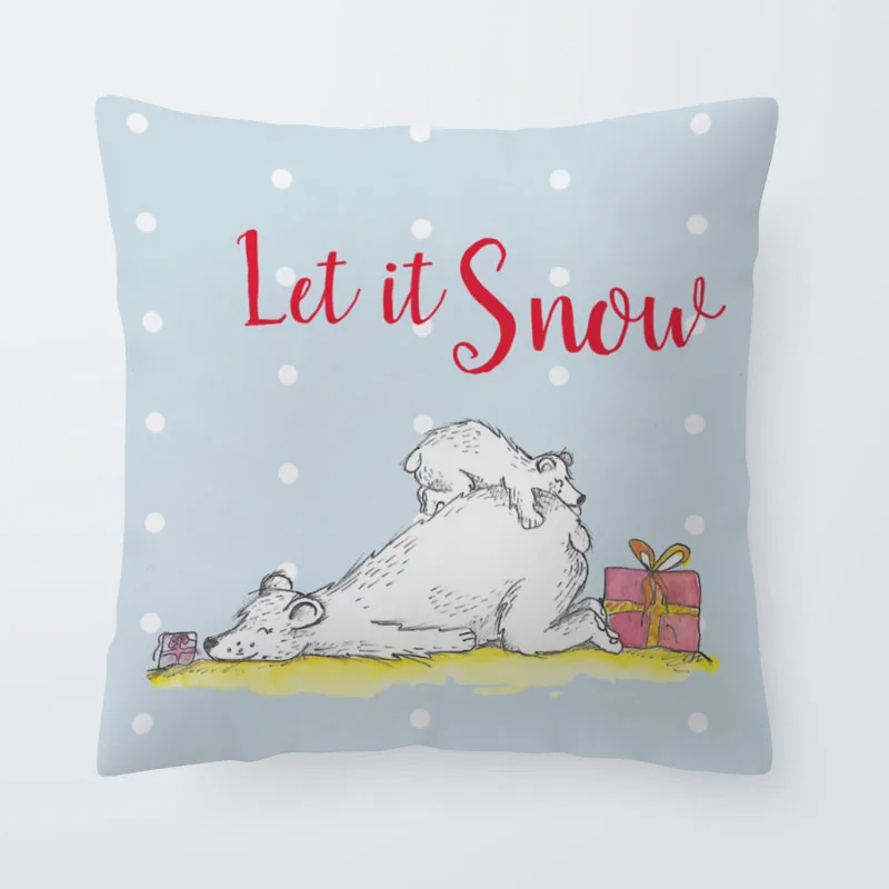 cute and happy christmas pillowcase sika deer mouse fox polar