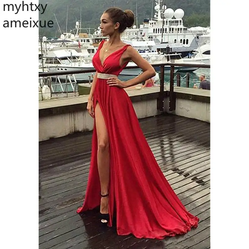 High Quality Satin Sexy Cheap Deep Red Evening Dresses Long Side Split Sweep Train Long Party Dresses Plus Size Robe De Soiree
High Quality Satin Sexy Cheap Deep Red Evening Dresses Long Side Split Sweep Train Long Party Dresses Plus Size Robe De Soiree