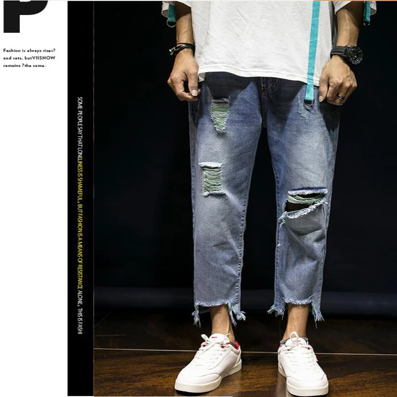 Babbytoro Men Jeans 2019 Spring Summer Knee Ripped Hole Plus Size 36 34 28 Blue Ankle-length Trousers Pants For Man Gift
Babbytoro Men Jeans 2019 Spring Summer Knee Ripped Hole Plus Size 36 34 28 Blue Ankle-length Trousers Pants For Man Gift