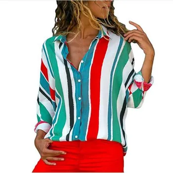 2019 Color Stripe Printed Ladies Blouse High Quality Long Sleeve Blouse Turn Down Collar Office Womens Shirts Casual
2019 Color Stripe Printed Ladies Blouse High Quality Long Sleeve Blouse Turn Down Collar Office Womens Shirts Casual