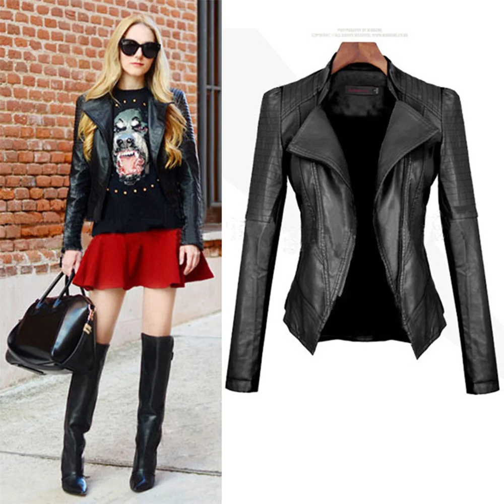 2019 Women faux Leather Jackets Spring Autumn Gothic Black moto jacket Zippers Long sleeve PU Soft Leather Jackets plus size
2019 Women faux Leather Jackets Spring Autumn Gothic Black moto jacket Zippers Long sleeve PU Soft Leather Jackets plus size