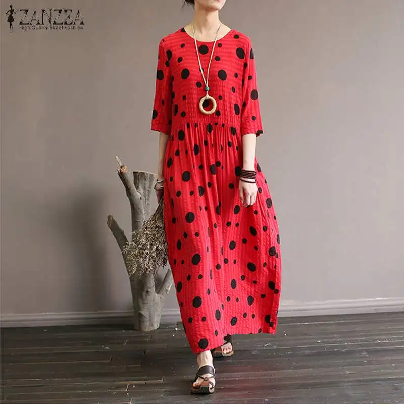 ZANZEA 2019 Women Vintage Printed Dress Autumn 3/4 Sleeve Polka Dot Sundress Robe Femme Party Vestido Kaftan Plus Size Dresses
ZANZEA 2019 Women Vintage Printed Dress Autumn 3/4 Sleeve Polka Dot Sundress Robe Femme Party Vestido Kaftan Plus Size Dresses