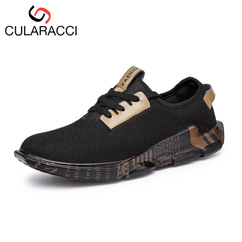CULARACCI Mesh Breathable Men Casual Shoes Round Toe Lace Up Flats Sneakers Daily Leisure Male Footwear Size 39-44 | Обувь
