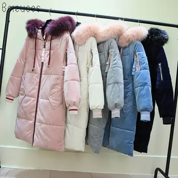 Winter Hooded Velve Parka Womens Thickening Outerwear Slim Down Cotton Coat Female 2019 New Long Fur Collar Winter Jacket Women
Winter Hooded Velve Parka Womens Thickening Outerwear Slim Down Cotton Coat Female 2019 New Long Fur Collar Winter Jacket Women