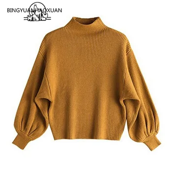 BINGYUANHAOXUAN 2018 Winter Women Sweaters Fashion Turtleneck Lantern sleeve Pullovers Loose Knitted Sweaters Female Jumper Tops
BINGYUANHAOXUAN 2018 Winter Women Sweaters Fashion Turtleneck Lantern sleeve Pullovers Loose Knitted Sweaters Female Jumper Tops