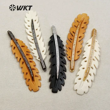 MP040 WKT New Coming CZ Micro Pave Carve Leaf Shape Natural Buffalo Bone Pendant For Fashion Necklace Making Accessory
MP040 WKT New Coming CZ Micro Pave Carve Leaf Shape Natural Buffalo Bone Pendant For Fashion Necklace Making Accessory