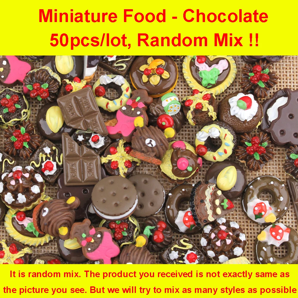 50pcs Random Mixed Miniature Food Black Chocolate Resin Cabochon Assorted Mini Cakes Flatback Resin DIY Craft Embellishments
50pcs Random Mixed Miniature Food Black Chocolate Resin Cabochon Assorted Mini Cakes Flatback Resin DIY Craft Embellishments