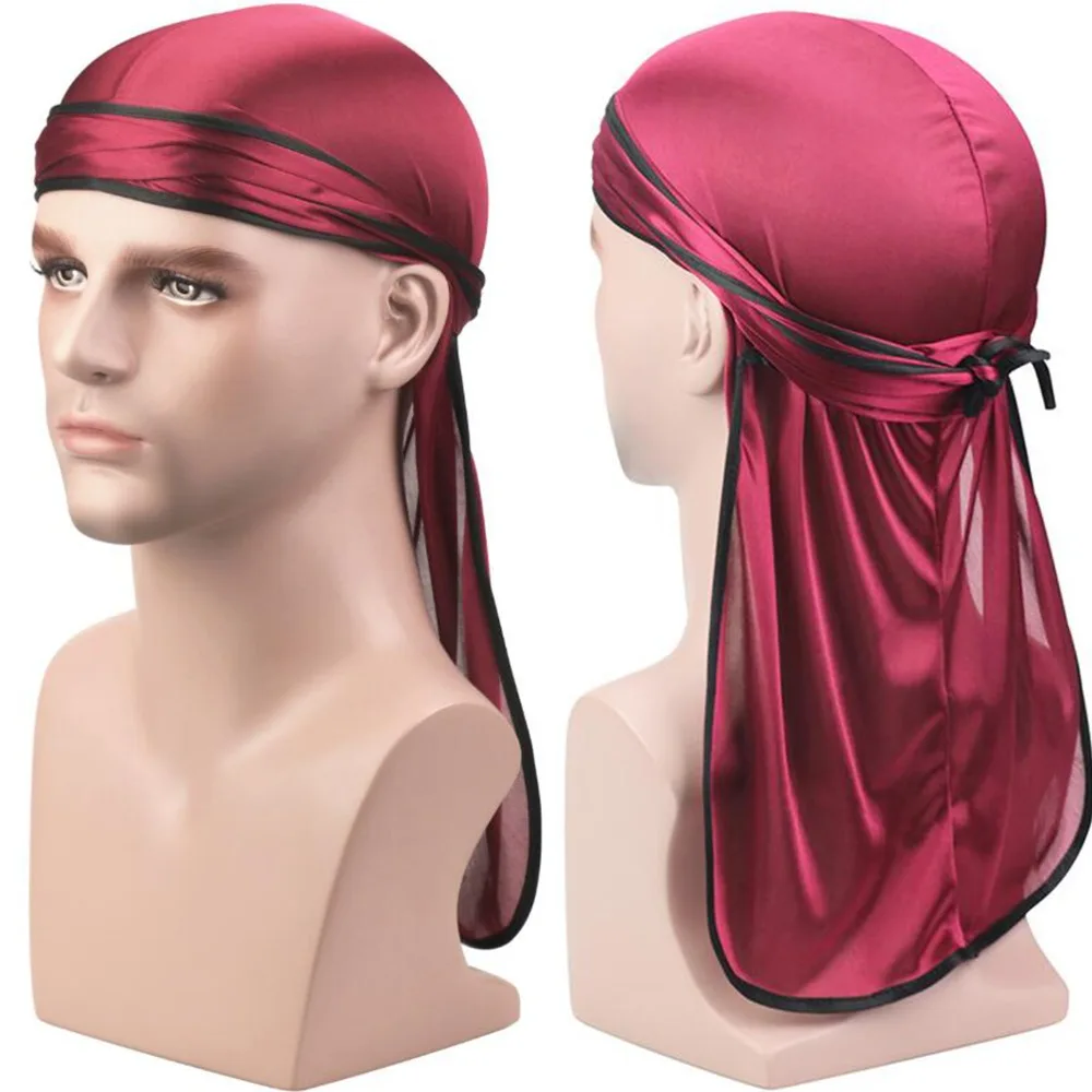 Новый роскошный Для Мужчин's шелковистые Durags Бандана тюрбан шляпы парики ДУ