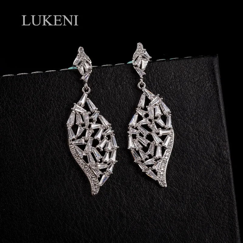 LUKENI Luxury Jewelry White /Multicolor Micro Paved Cubic Zircon Geometric Tree Leaf Earrings For Women Design Bridal Wedding
LUKENI Luxury Jewelry White /Multicolor Micro Paved Cubic Zircon Geometric Tree Leaf Earrings For Women Design Bridal Wedding