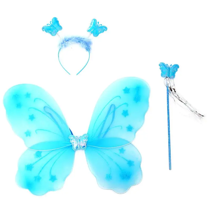 Сказочная повязка на голову с крыльями бабочки и волшебной палочкой комплект из 3