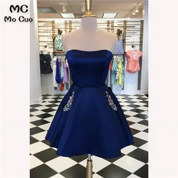 2018 Navy Blue Short Homecoming dress with Pockets Crystals Beaded Satin Cocktail party dress homecoming Graduation dress
2018 Navy Blue Short Homecoming dress with Pockets Crystals Beaded Satin Cocktail party dress homecoming Graduation dress