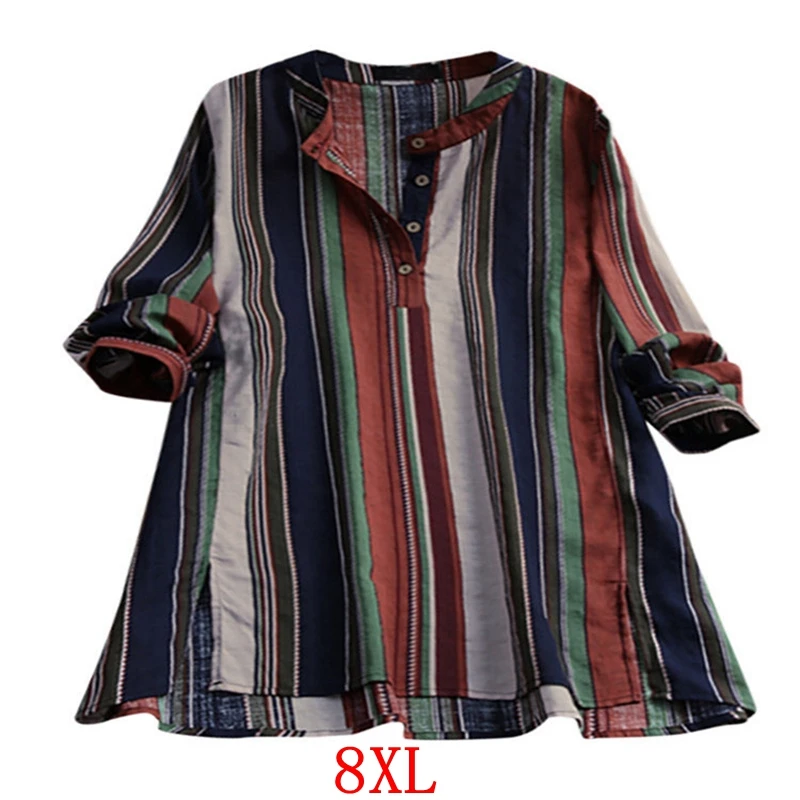 Large size women's shirt plus size 5XL 6XL 7XL 8XL summer female V-neck casual short-sleeved loose striped large size shirt
Large size women's shirt plus size 5XL 6XL 7XL 8XL summer female V-neck casual short-sleeved loose striped large size shirt