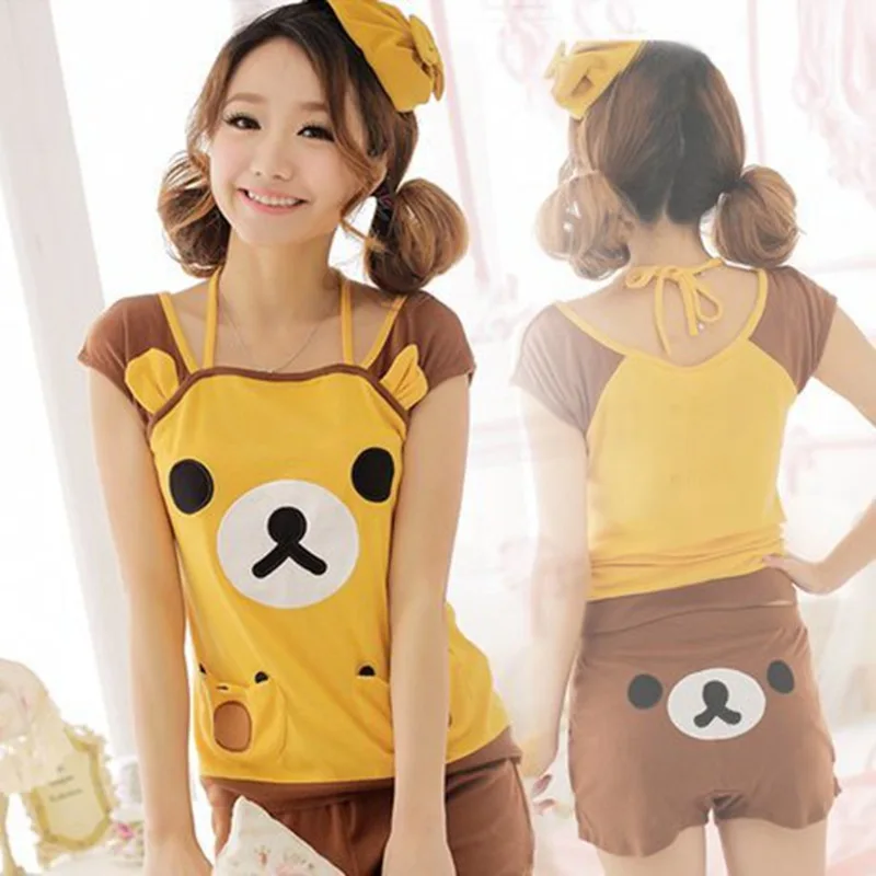 Adult Girls Rilakkuma pajamas suit in Summer Tracksuit Pyjamas t shirt 3D Animal face Ladies cartoon emoji Sleepwear for women
Adult Girls Rilakkuma pajamas suit in Summer Tracksuit Pyjamas t shirt 3D Animal face Ladies cartoon emoji Sleepwear for women