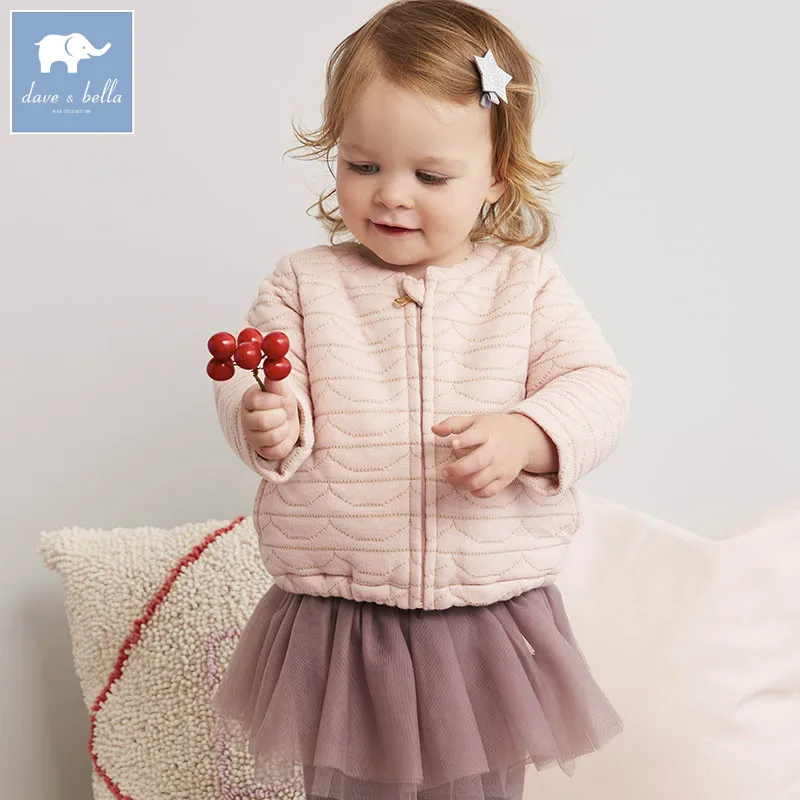 DB5597 dave bella/осеннее модное розовое пальто для маленьких девочек Теплые Топы детей