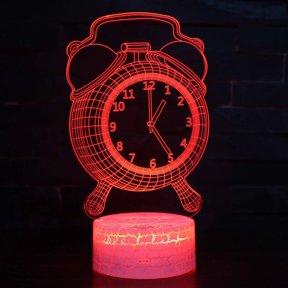 Color Changeable Alarm Clock Bells LED 3D Illusion Visual Night Light Bedroom Decoration Light Novelty Table Desk Lamp Kids Gift
Color Changeable Alarm Clock Bells LED 3D Illusion Visual Night Light Bedroom Decoration Light Novelty Table Desk Lamp Kids Gift
