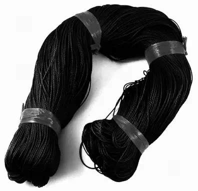 Polyester Wax Cord, Black, 1mm; about 400m/bundle