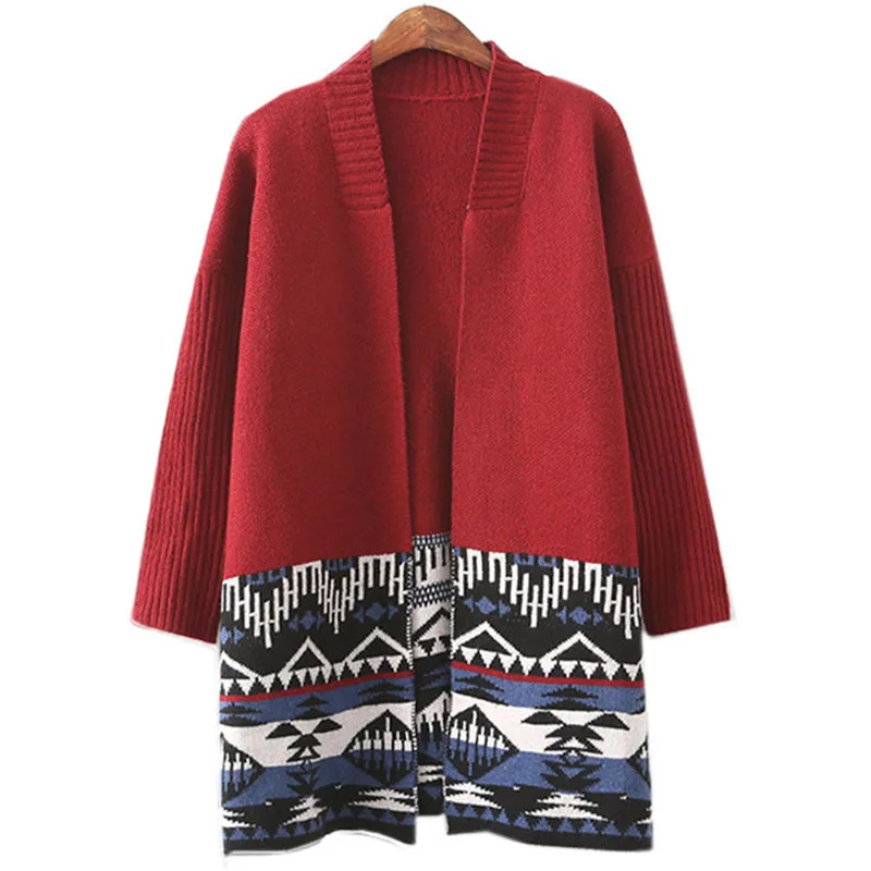 2016 winter new sweater coat national wind geometric loose long knit cardigan jacket V-neck sweaters clothing vestidos MMY203
2016 winter new sweater coat national wind geometric loose long knit cardigan jacket V-neck sweaters clothing vestidos MMY203