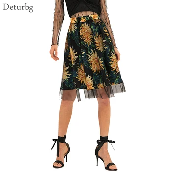 Women's Florals Print Tulle Skirt Ladies Boho Style Elastic High Waist Pleated Mesh Knee-length Skirts Saias 2019 Summer SK315
Women's Florals Print Tulle Skirt Ladies Boho Style Elastic High Waist Pleated Mesh Knee-length Skirts Saias 2019 Summer SK315